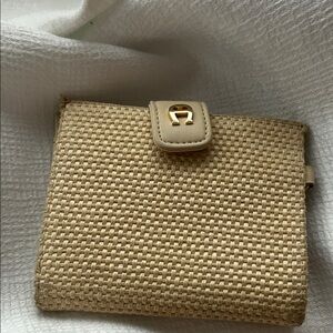 Etienne Aigner Woven Raffia Wallet in Natural Color with leather trim